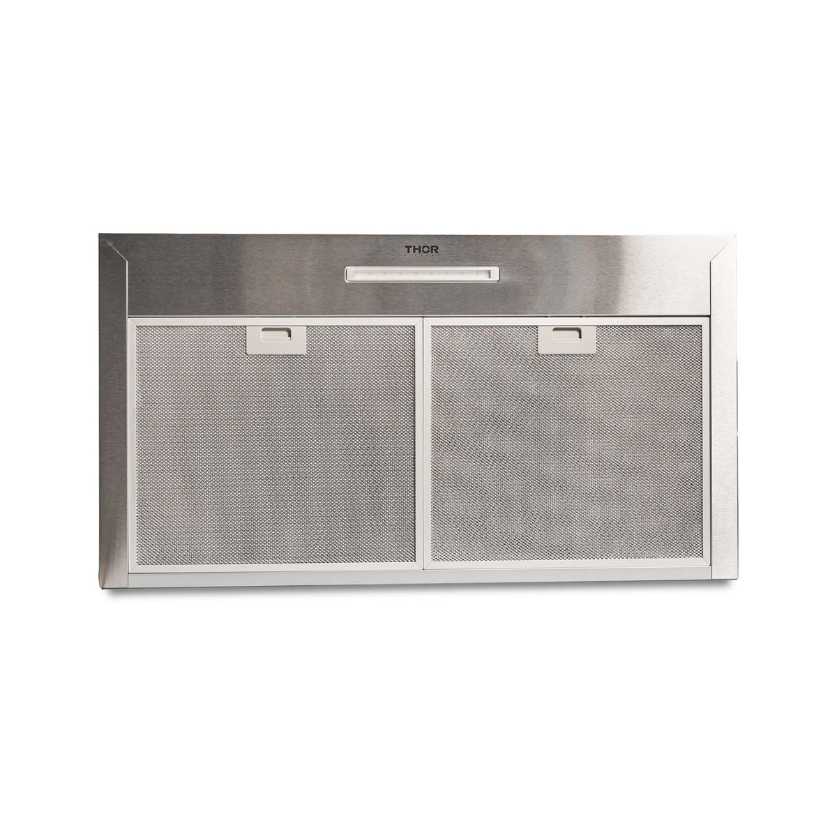 Stainless steel range hood recirculating filters with mesh grilles and THOR logo