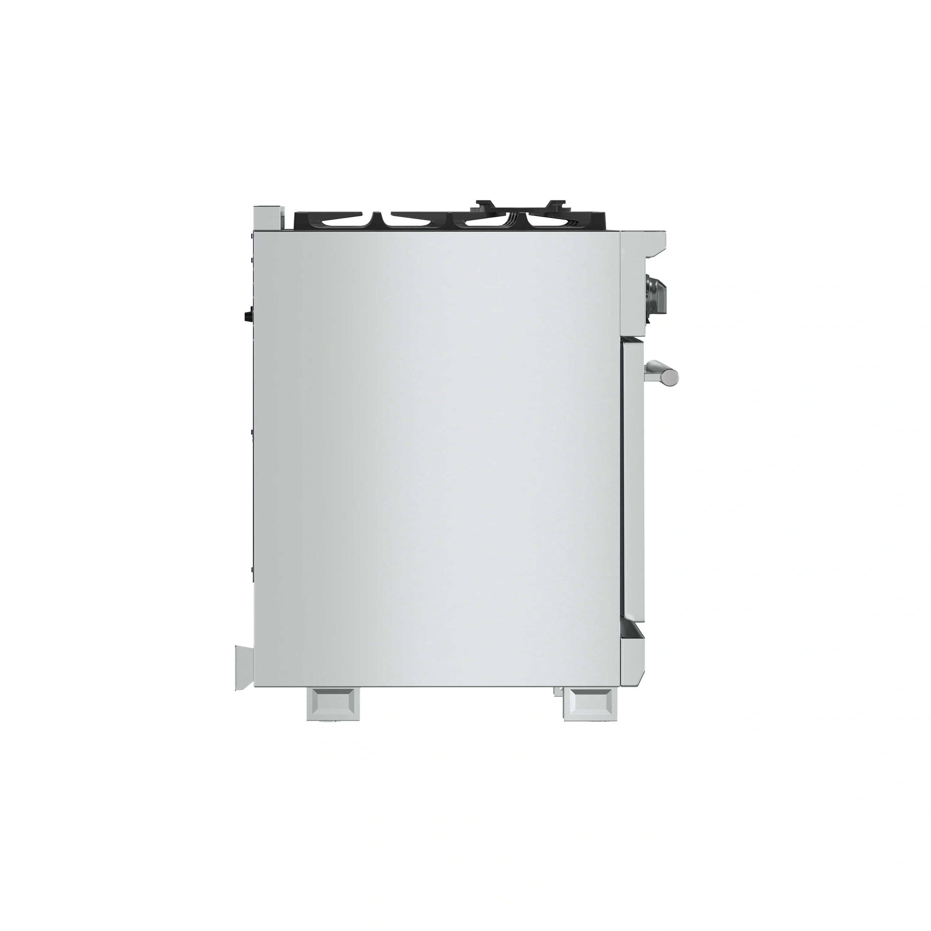 Stainless steel dishwasher side panel with inlet hose and connection fittings