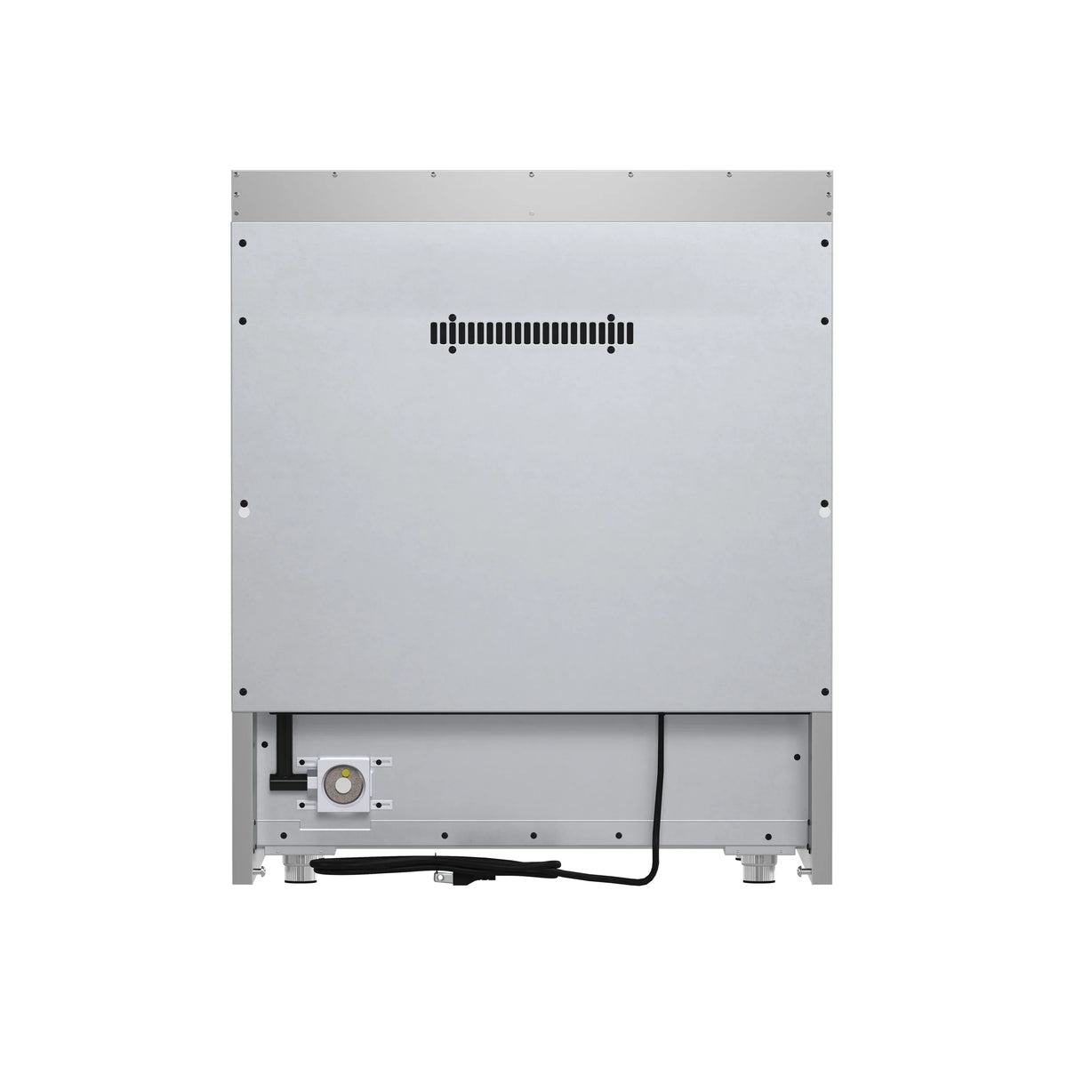 Microwave drawer rear panel with vent grille and wiring access