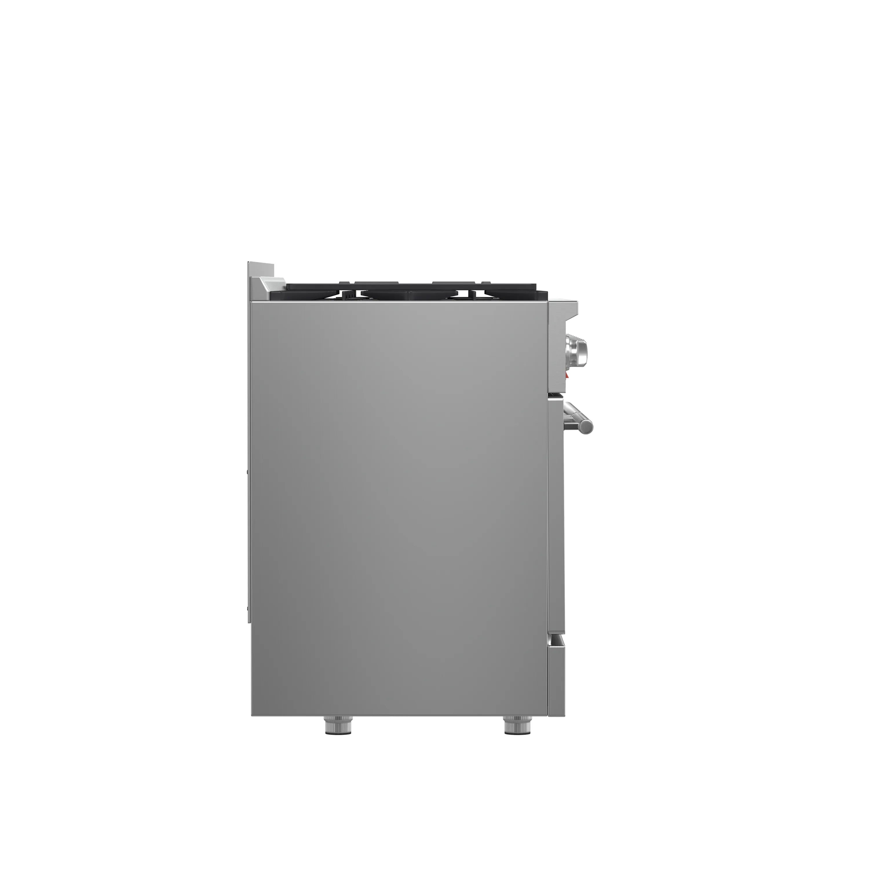 Grey appliance side panel with wiring connections and raised feet
