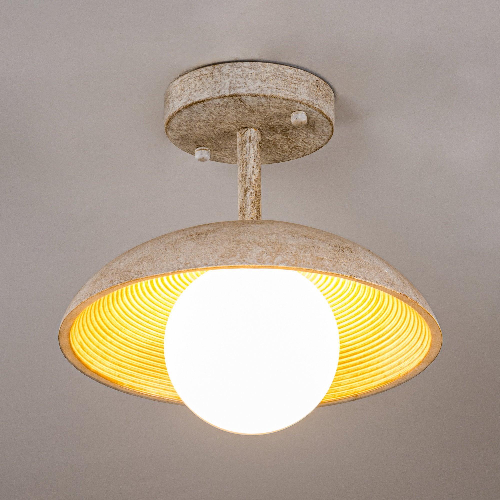 Farmhouse island pendant light with distressed texture finish and frosted globe