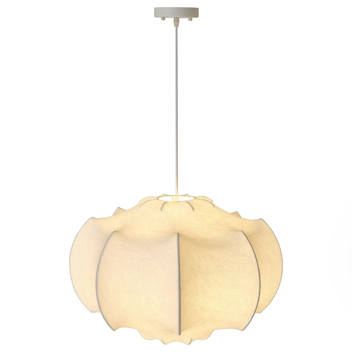 Wabi-sabi island pendant light with three-light fabric shade in light white