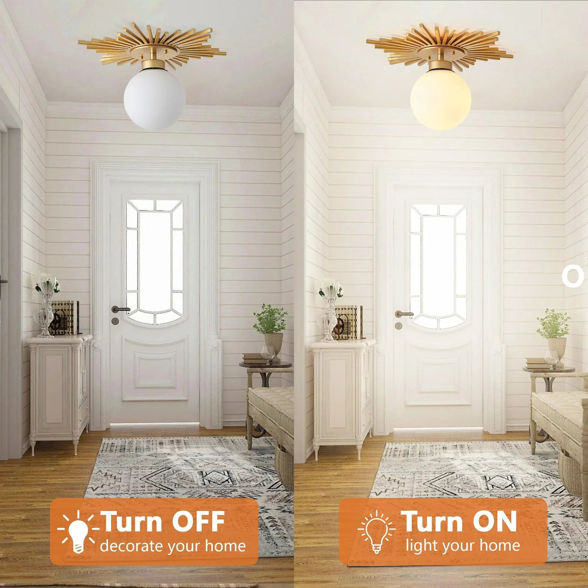 Parrot Uncle 18-Inch Iris 1-Light Golden Semi-Flush Mount Ceiling Light (BBC3008)