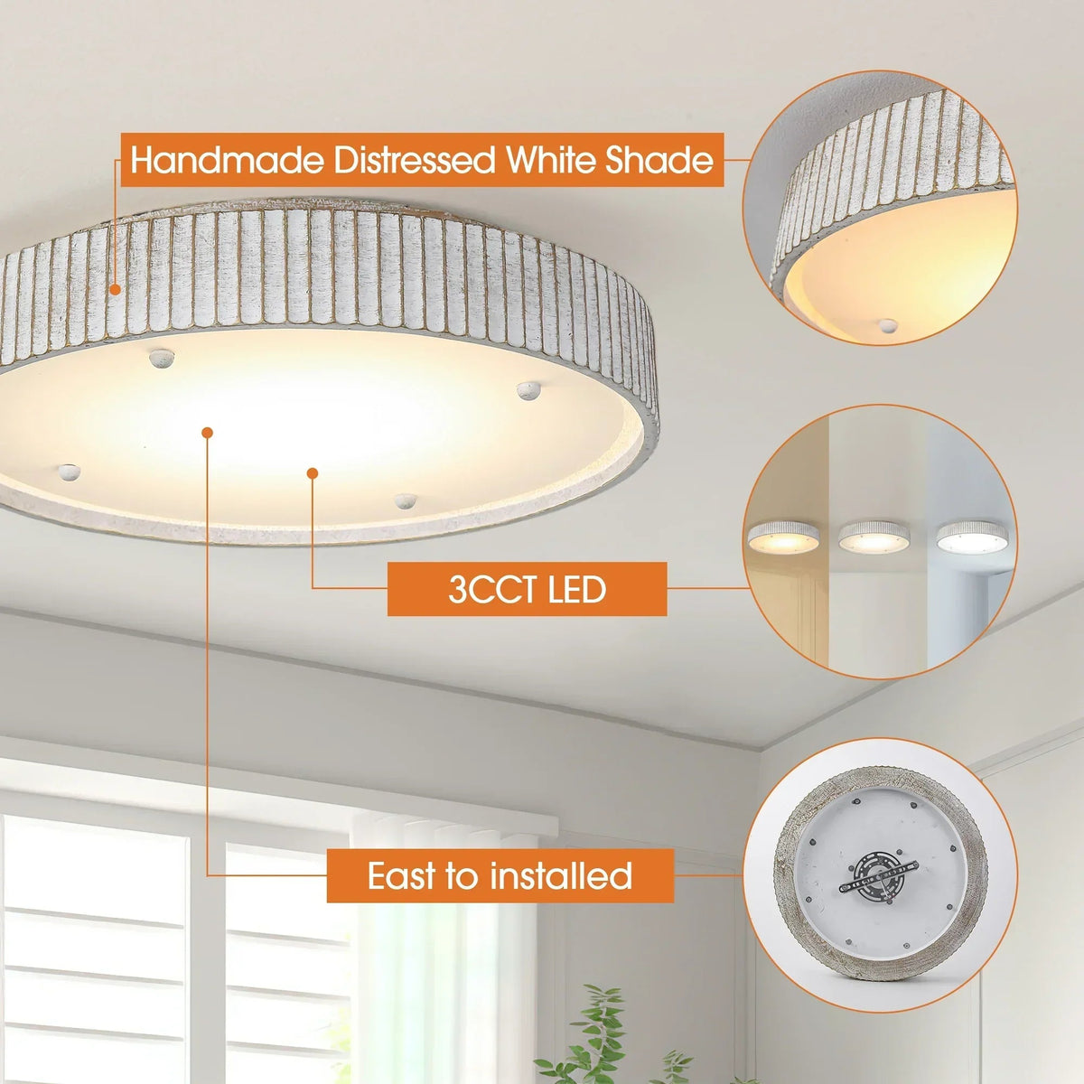Parrot Uncle 18-Inch White Modern Flush Mount LED Light (BBD3012)