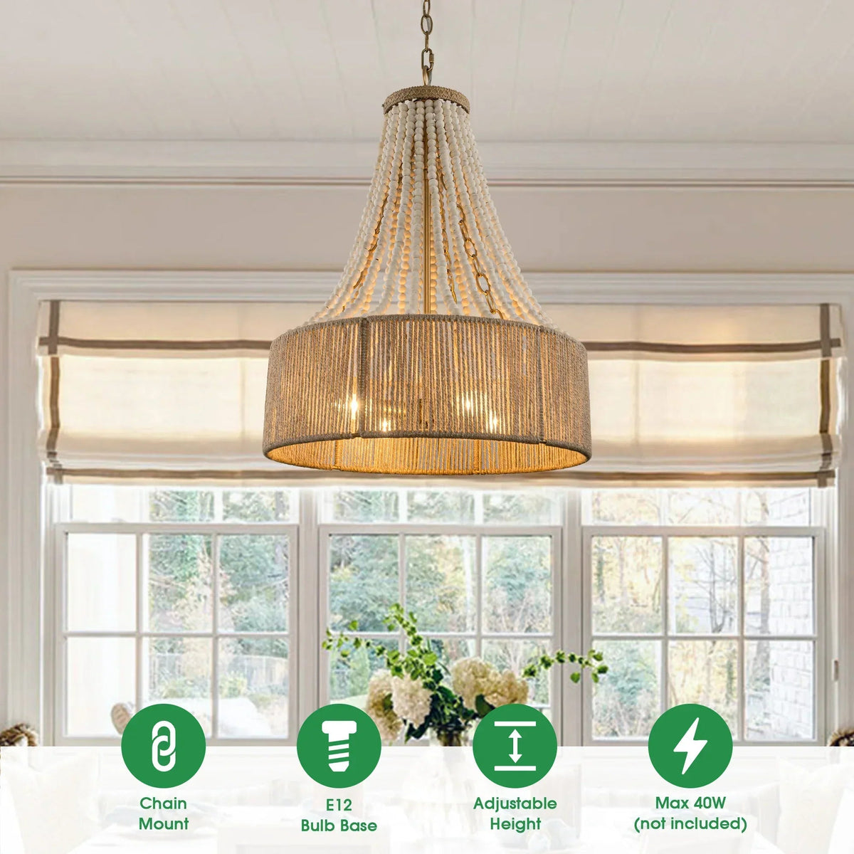 Parrot Uncle 4-Light Golden Farmhouse Dry Rated Chandelier (BBW9738-4)