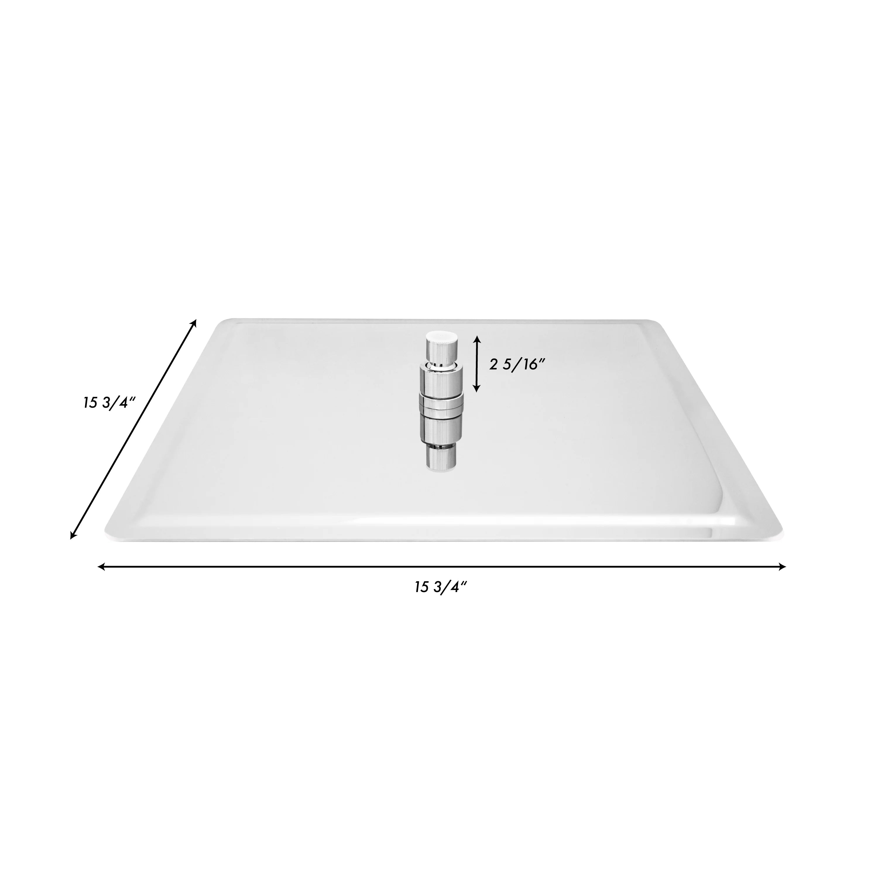 ZLINE Bliss shower head size diagram, chrome spray plate and central mount