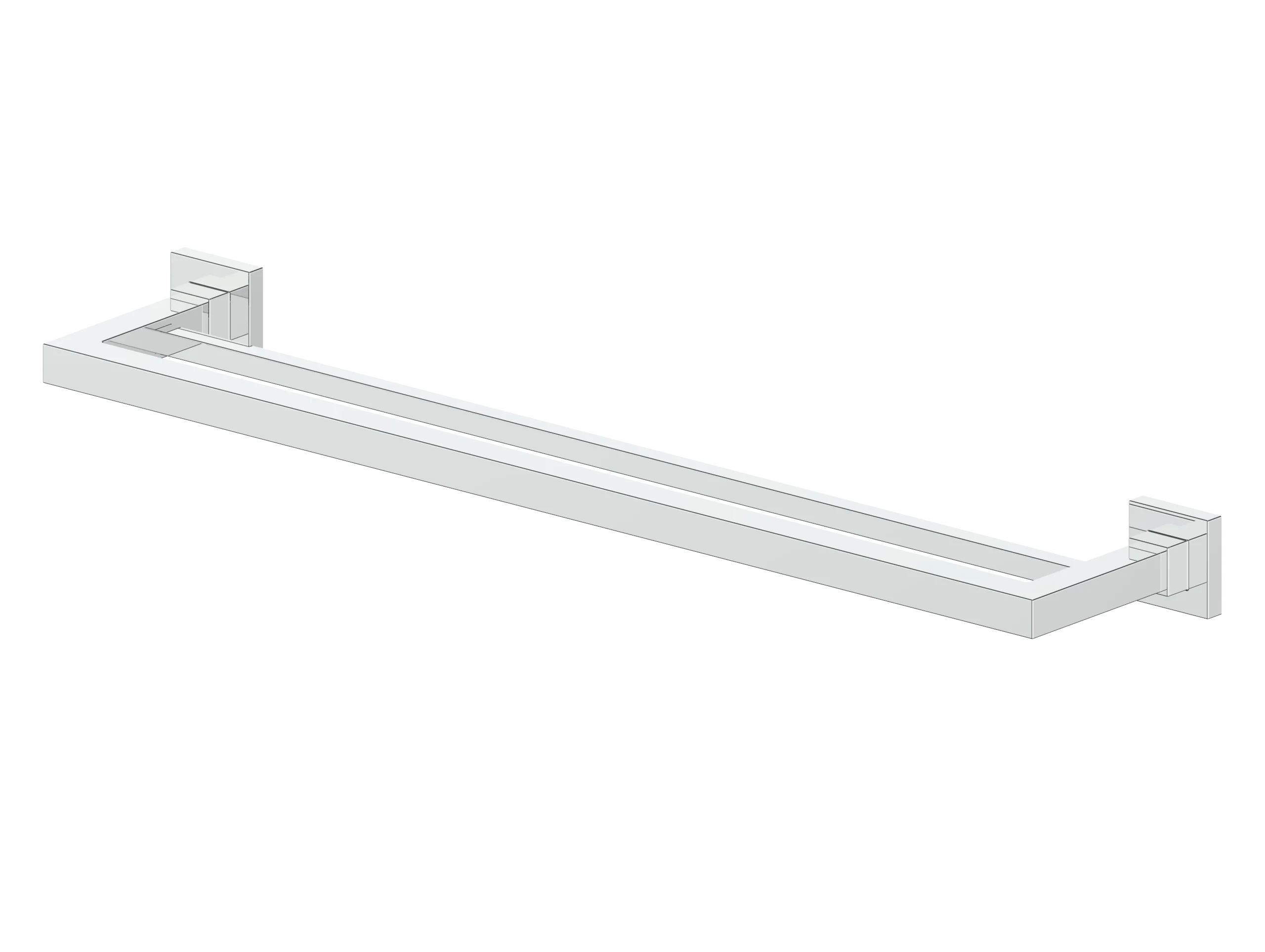 Wall-mounted double towel rail in chrome with two end brackets