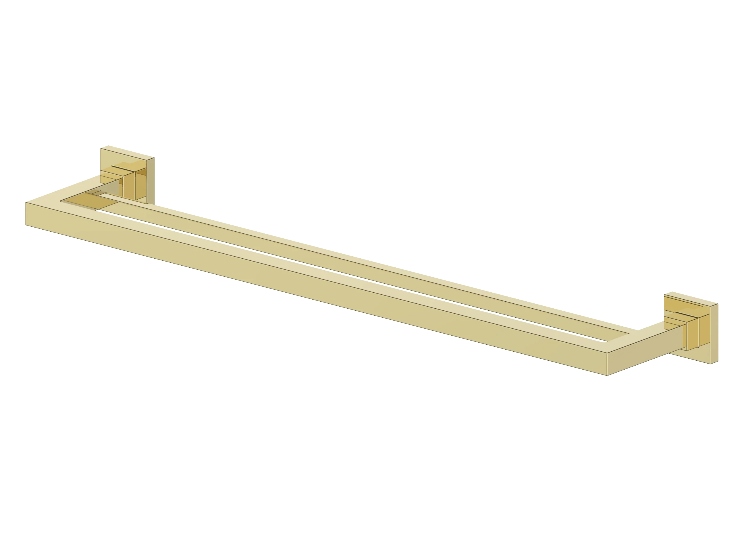 Wall-mounted double towel rail with two polished gold bars