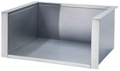 Insulated metal sleeve for 12-inch side burner, open-front rectangular housing