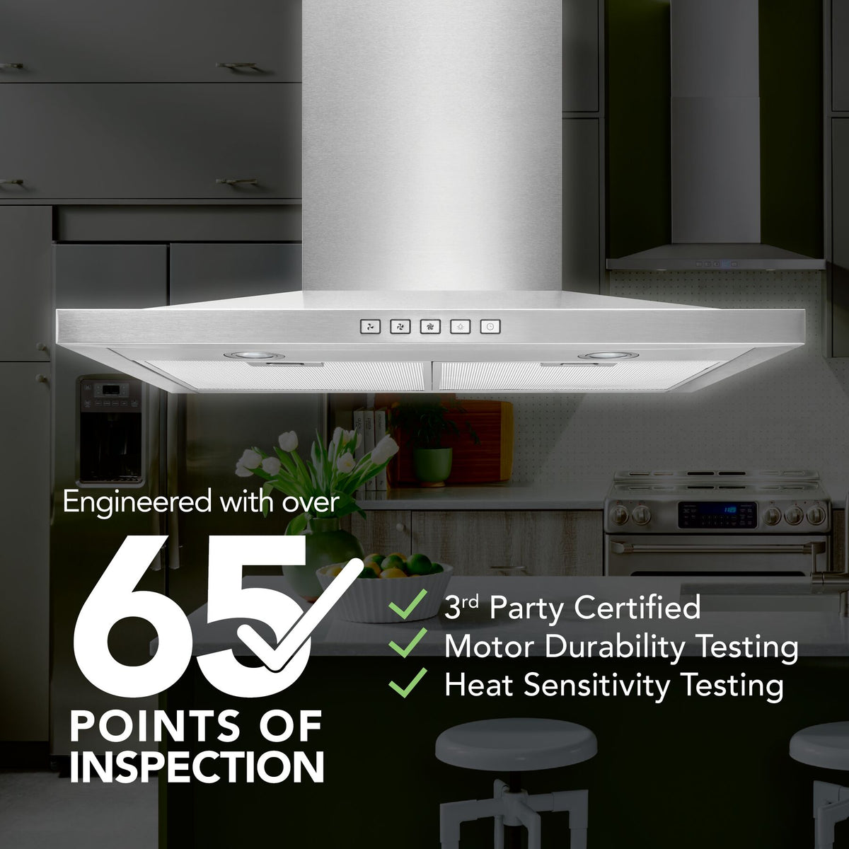 Broan-NuTone 30-Inch 450 CFM Convertible Low Profile Pyramidal Wall Mount Chimney Range Hood in Stainless Steel (BWS1304SS)