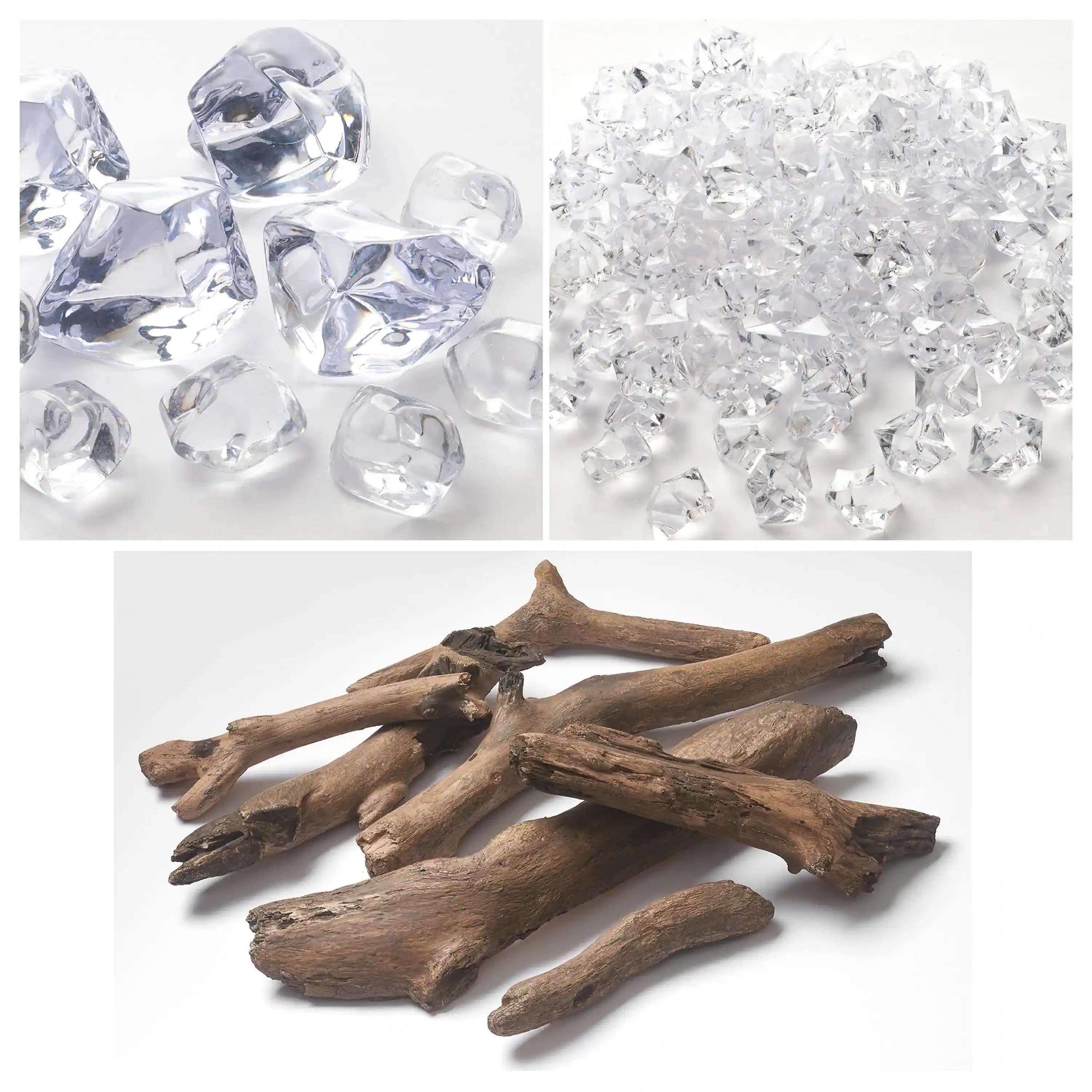 Electric fireplace crystal ember bed with clear glass pieces