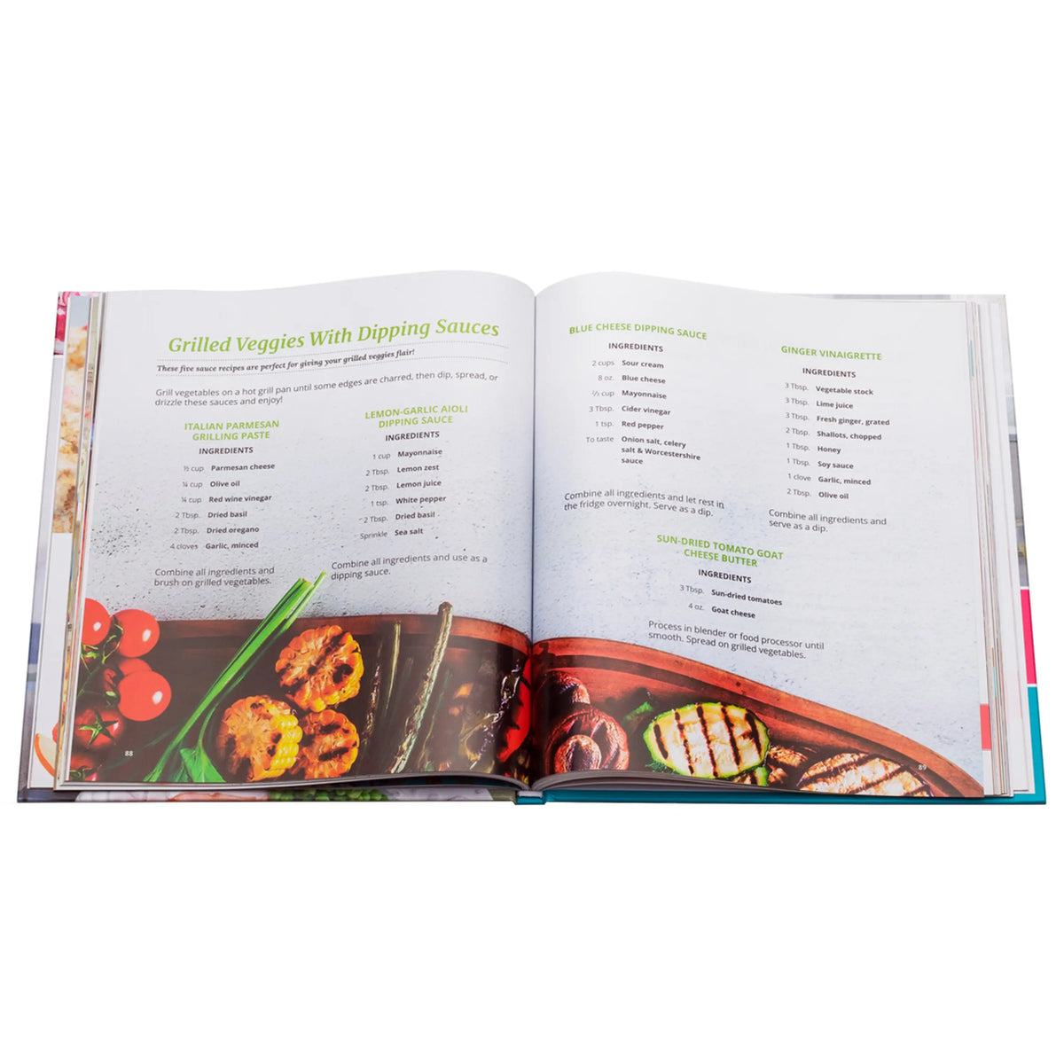 Open freeze drying recipe book with recipes and ingredients list on two pages