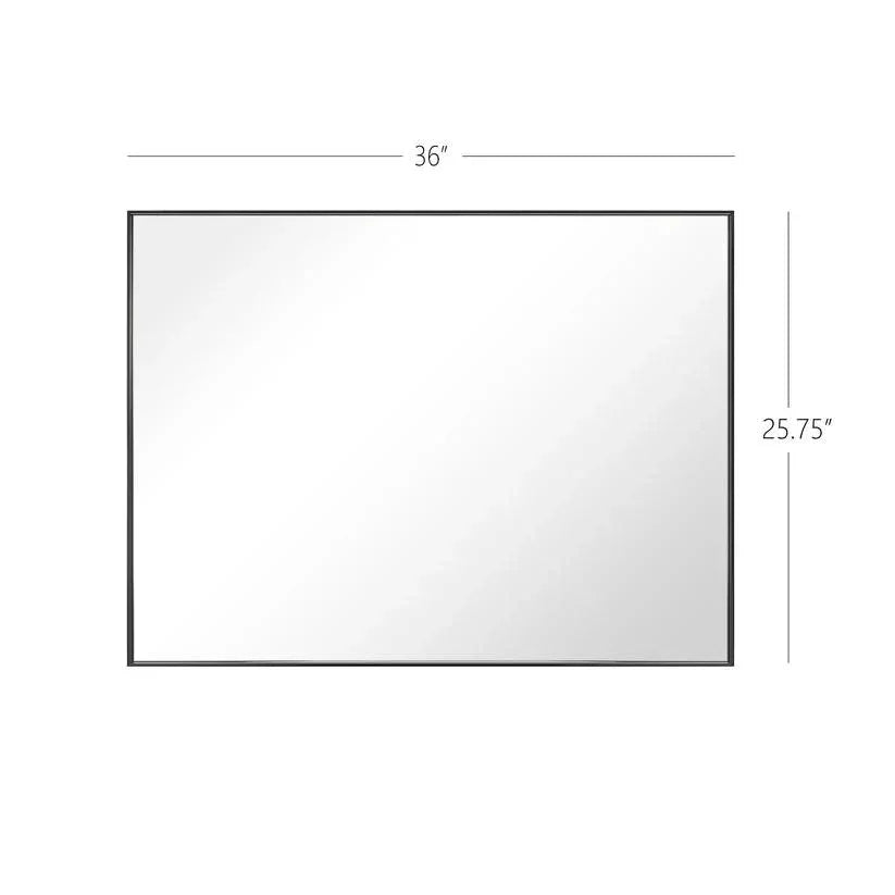 Black aluminum framed wall mirror, 36 in x 25.75 in rectangular