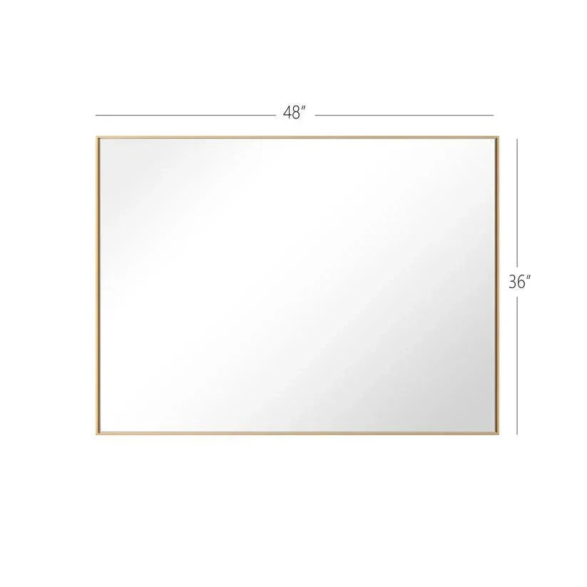 Rectangular wall mirror with sleek golden aluminum frame, 48 in x 36 in