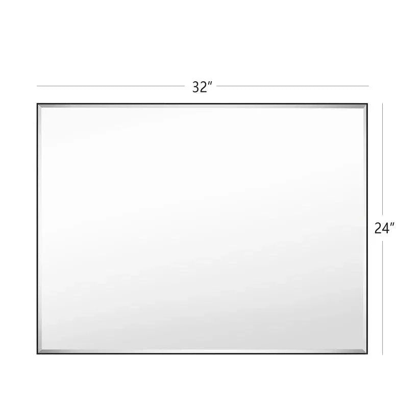 Rectangular wall mirror with dark frame, 32 in width and 24 in height