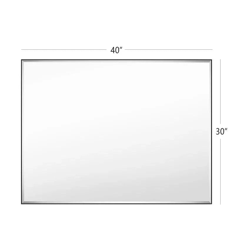 Rectangular wall mirror with dark frame, 40 in width and 30 in height
