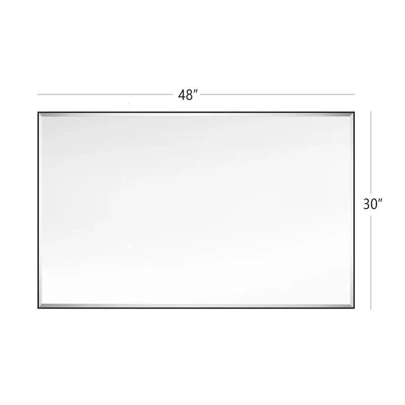 Rectangular wall mirror with dark frame, 48 in width and 30 in height