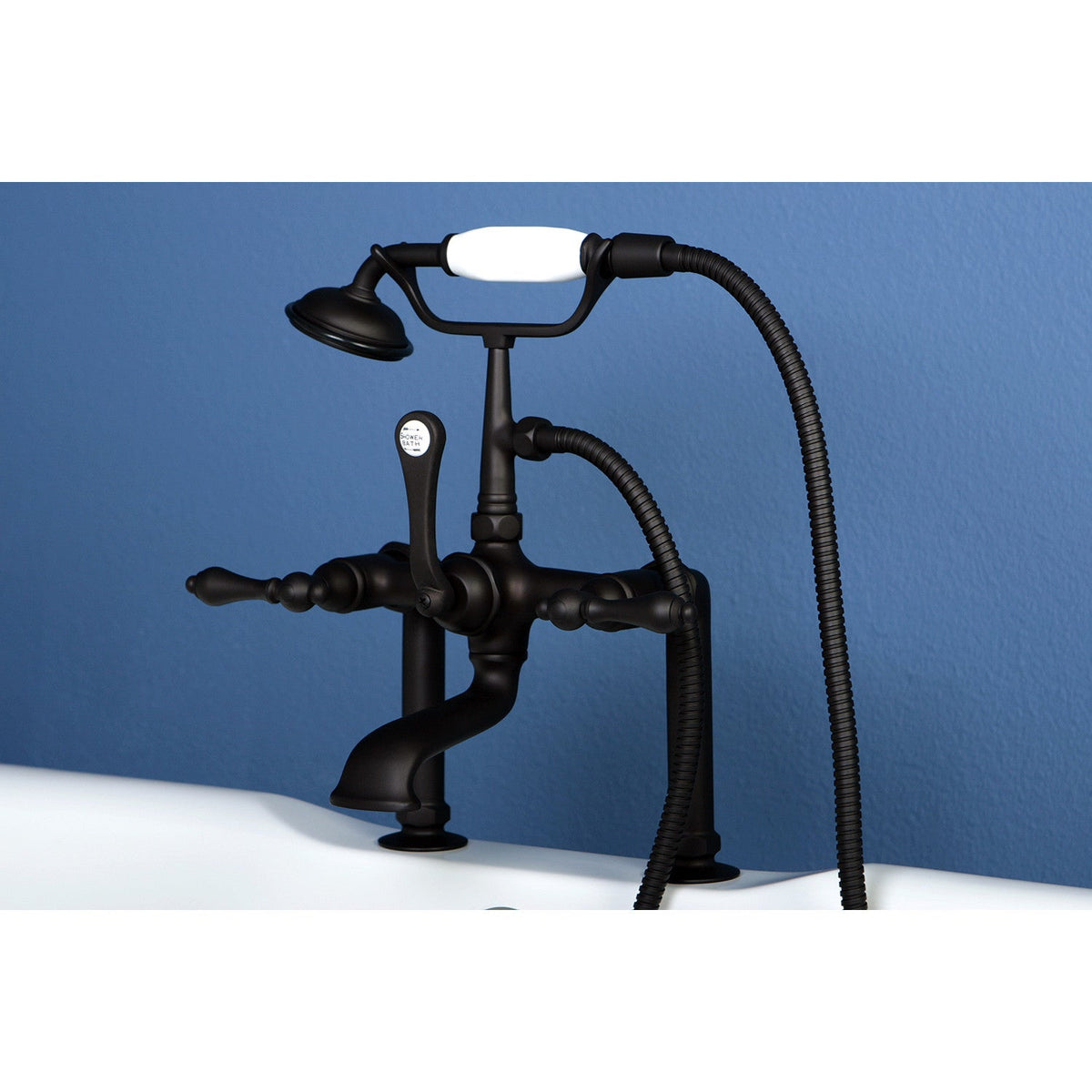 Vintage 7" Center Deck-Mount Clawfoot Tub Faucet with Hand Shower in Oil Rubbed Bronze