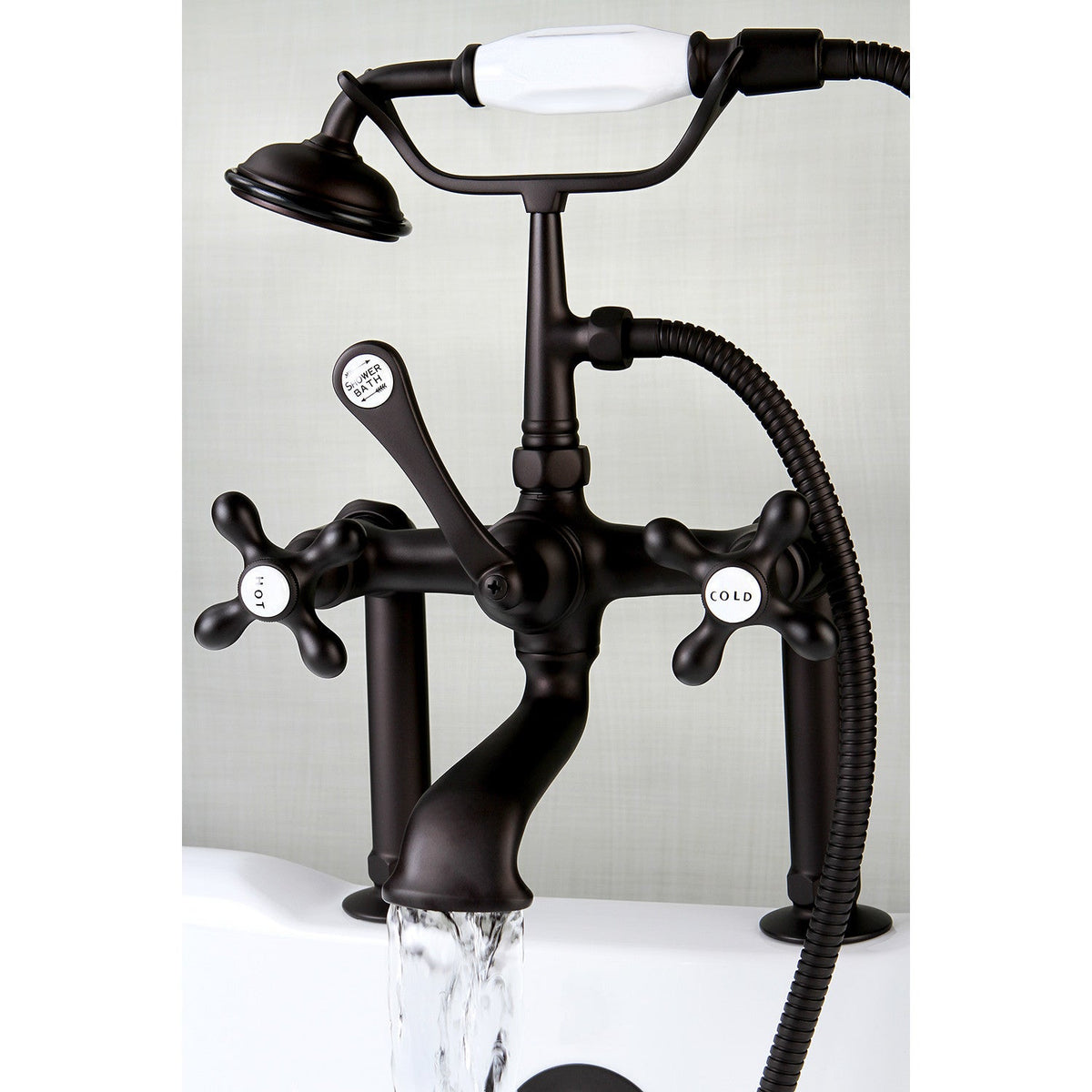 Vintage 7" Center Deck-Mount Clawfoot Tub Faucet with Hand Shower in Oil Rubbed Bronze