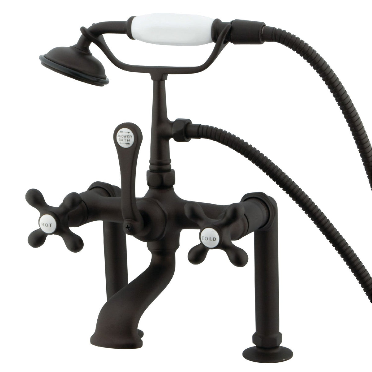 Vintage 7" Center Deck-Mount Clawfoot Tub Faucet with Hand Shower in Oil Rubbed Bronze
