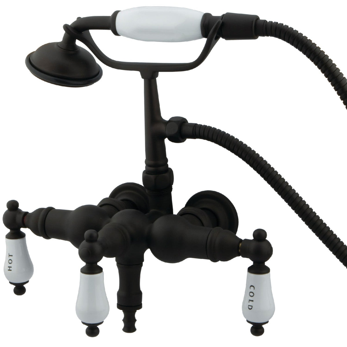 Vintage 3-3/8-Inch Wall Mount Tub Faucet with Hand Shower in Oil Rubbed Bronze