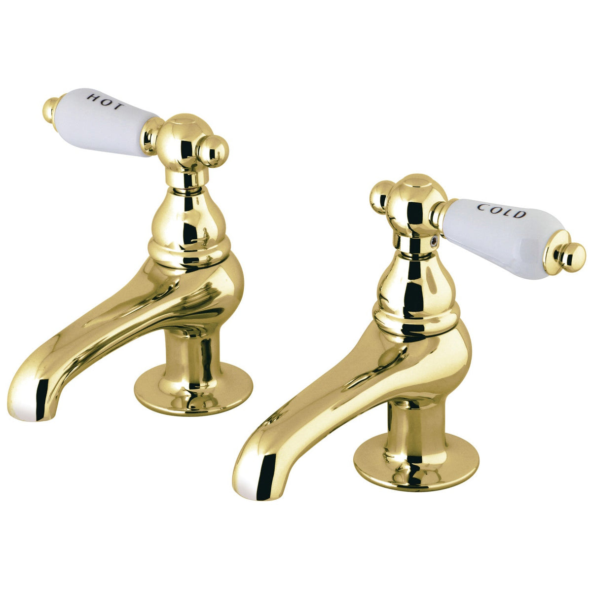 Vintage Basin Tap Faucet with Porcelain Lever Handle in Polished Brass