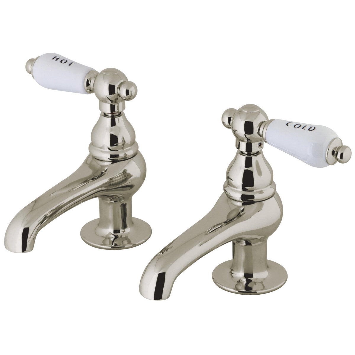 Vintage Basin Tap Faucet with Porcelain Lever Handle in Brushed Nickel