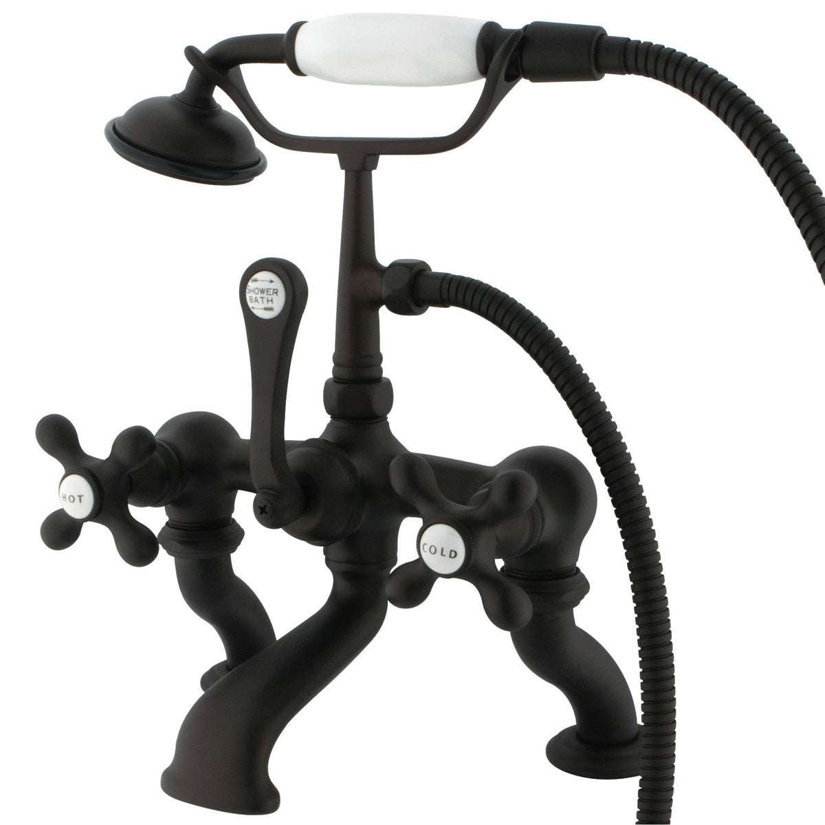 Vintage 7" Center Deck-Mount Clawfoot Tub Faucet with Hand Shower in Oil Rubbed Bronze