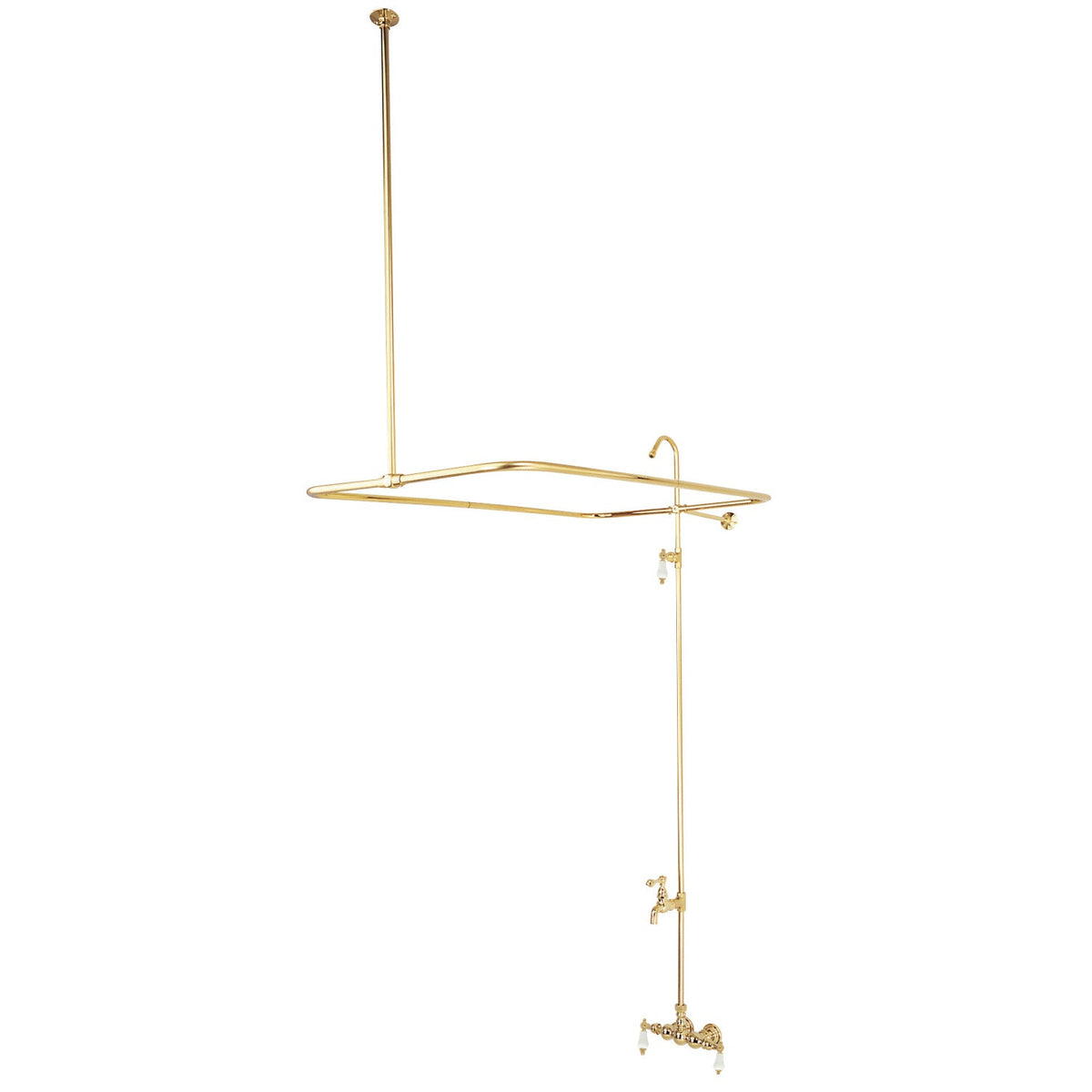 Vintage Tub Wall Mount Tub Faucet with Shower Enclosure in Polished Brass