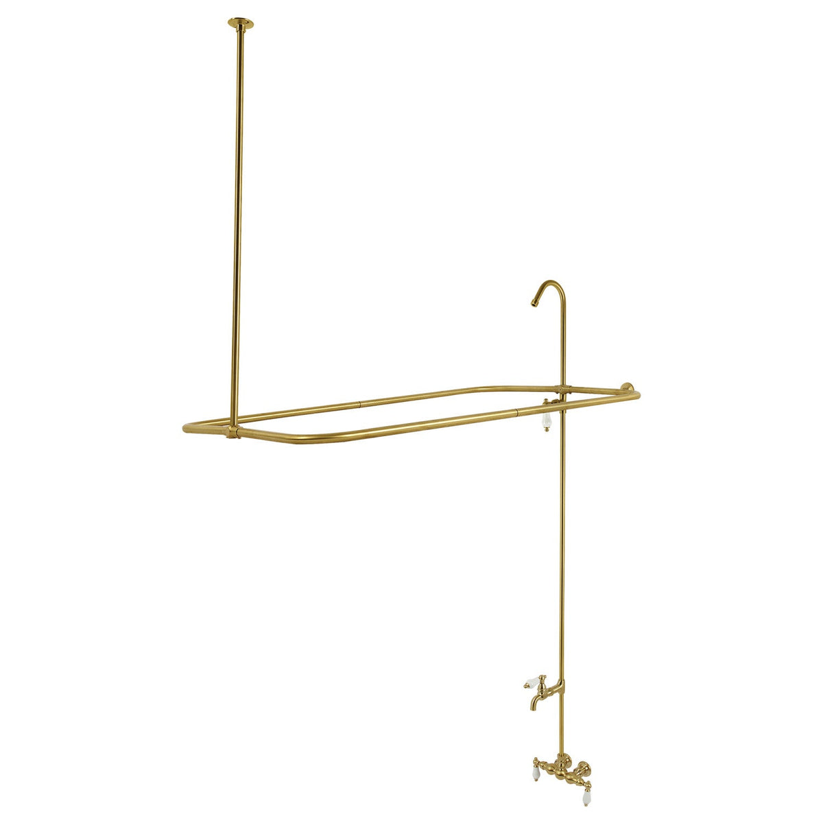 Vintage Tub Wall Mount Tub Faucet with Shower Enclosure in Brushed Brass