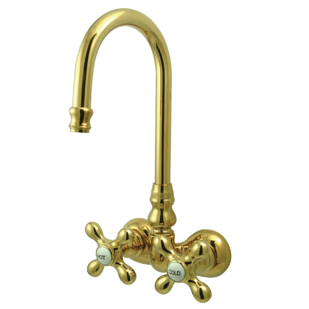 Vintage 3-3/8-Inch Wall Mount Tub Faucet in Polished Brass