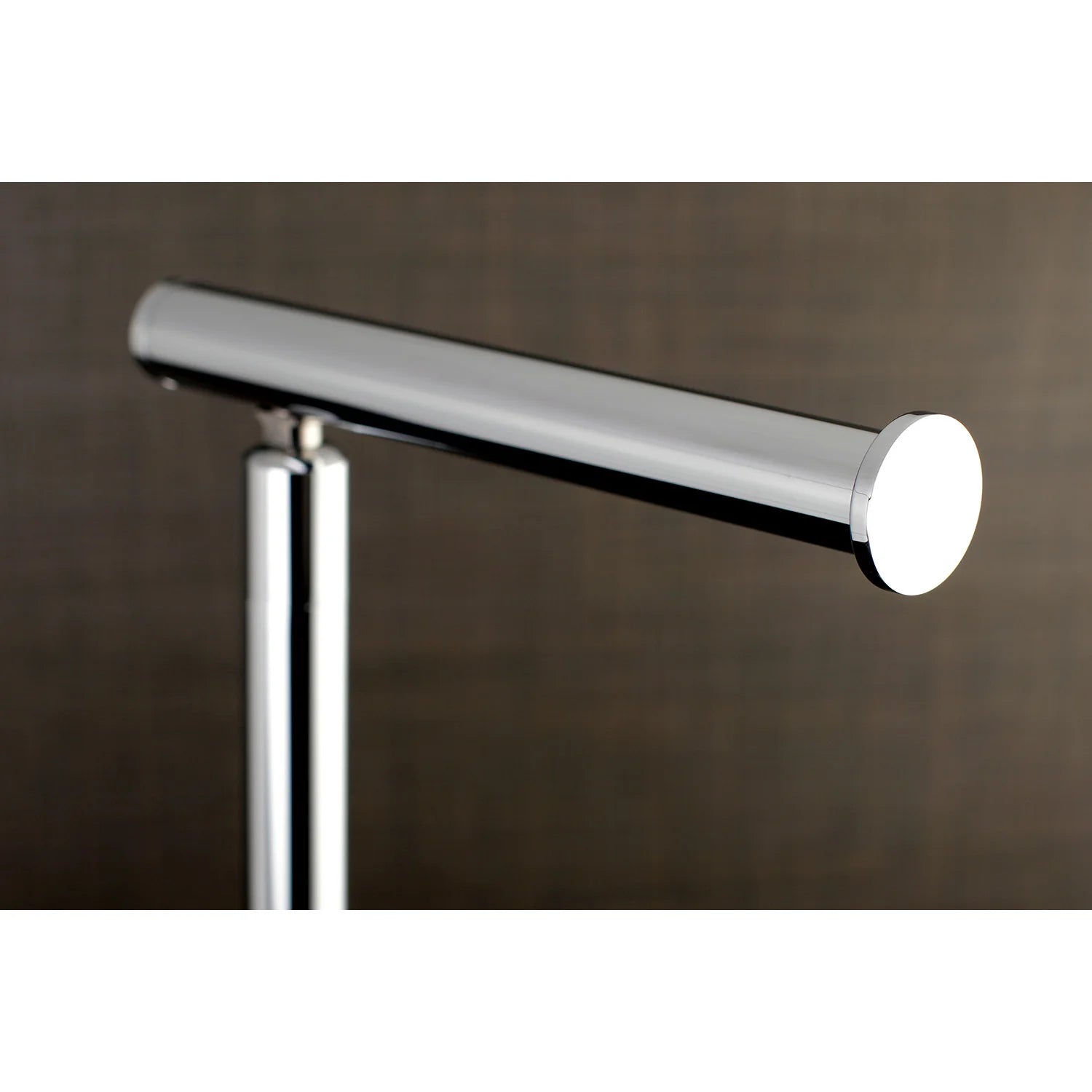 Polished chrome toilet paper holder roll bar with white end cap