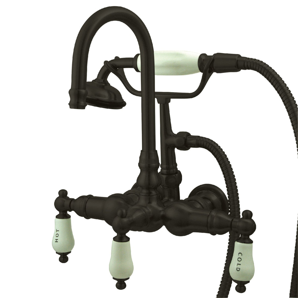 Vintage 3-3/8" Wall Mount Tub Faucet with Hand Shower in Oil Rubbed Bronze