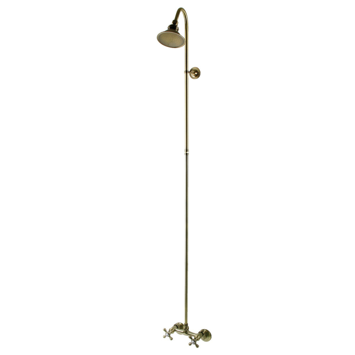 Vintage Wall Mount Shower Combo in Antique Brass