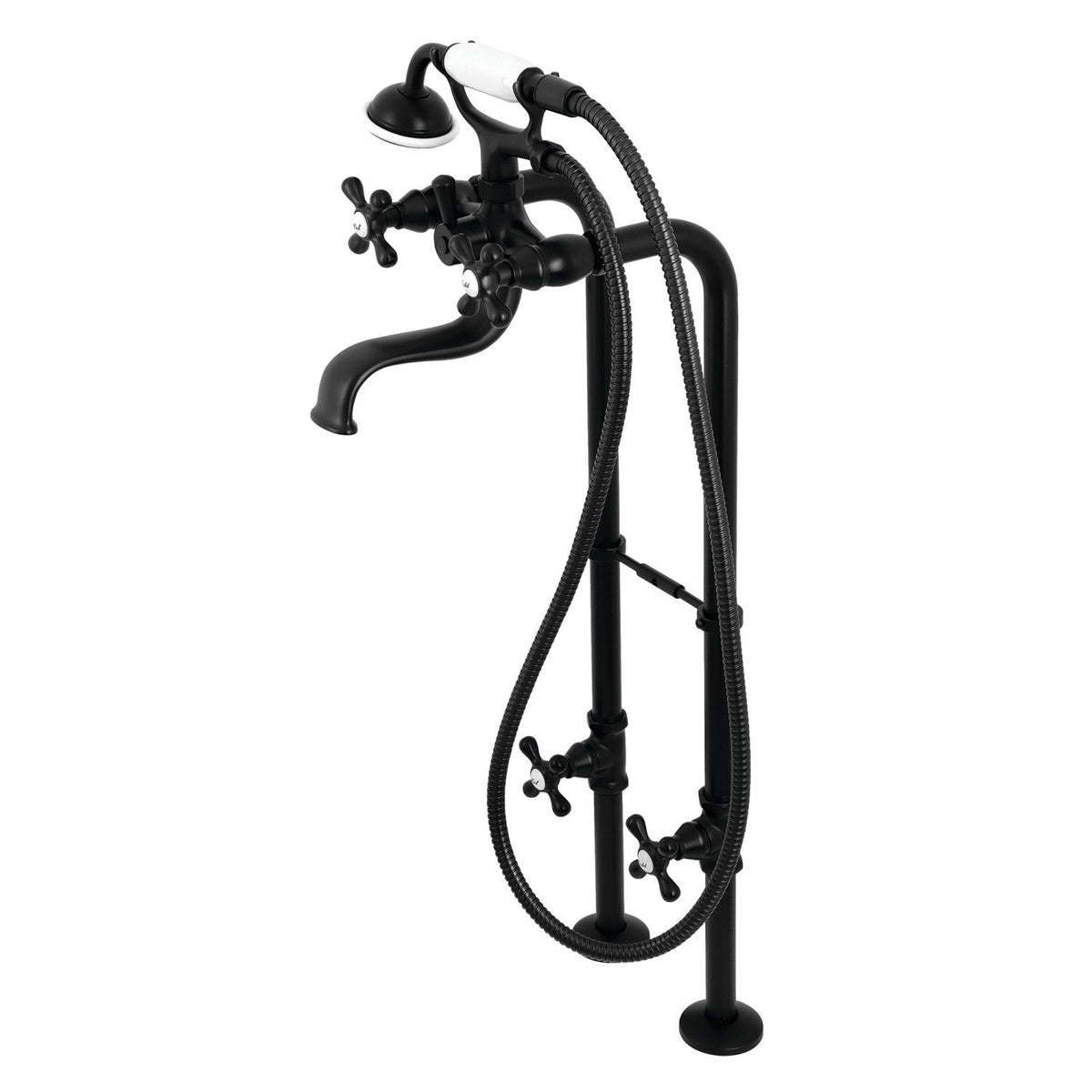 Kingston Freestanding Clawfoot Tub Faucet Package with Supply Line in Matte Black
