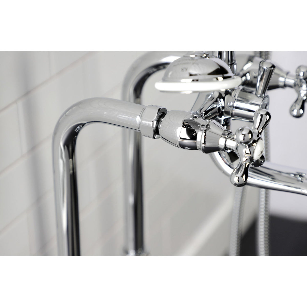 Kingston Freestanding Clawfoot Tub Faucet Package with Supply Line in Polished Chrome