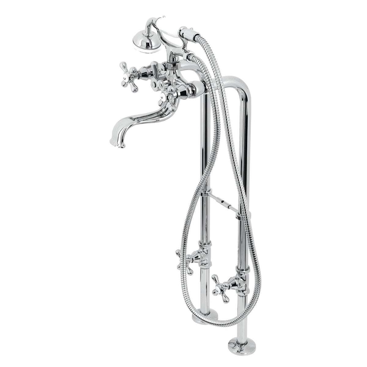 Kingston Freestanding Clawfoot Tub Faucet Package with Supply Line in Polished Chrome