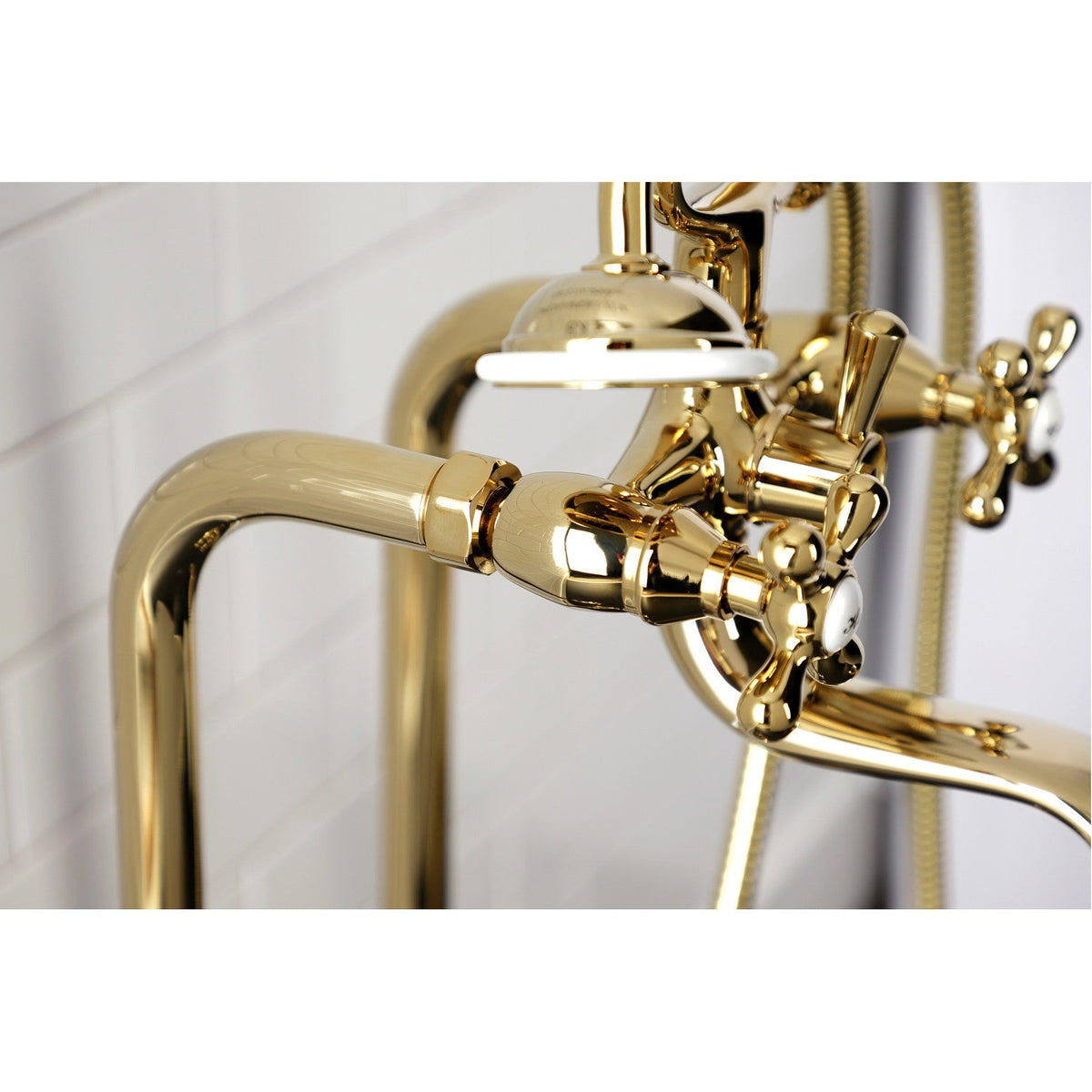 Kingston Freestanding Clawfoot Tub Faucet Package with Supply Line in Polished Brass