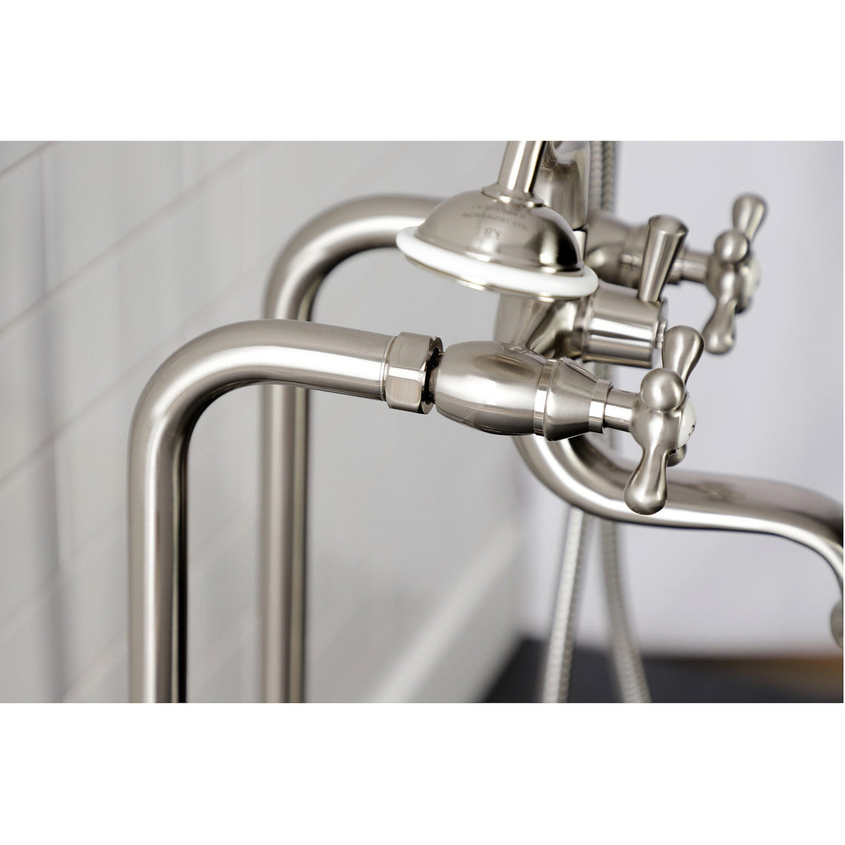Kingston Freestanding Clawfoot Tub Faucet Package with Supply Line in Brushed Nickel