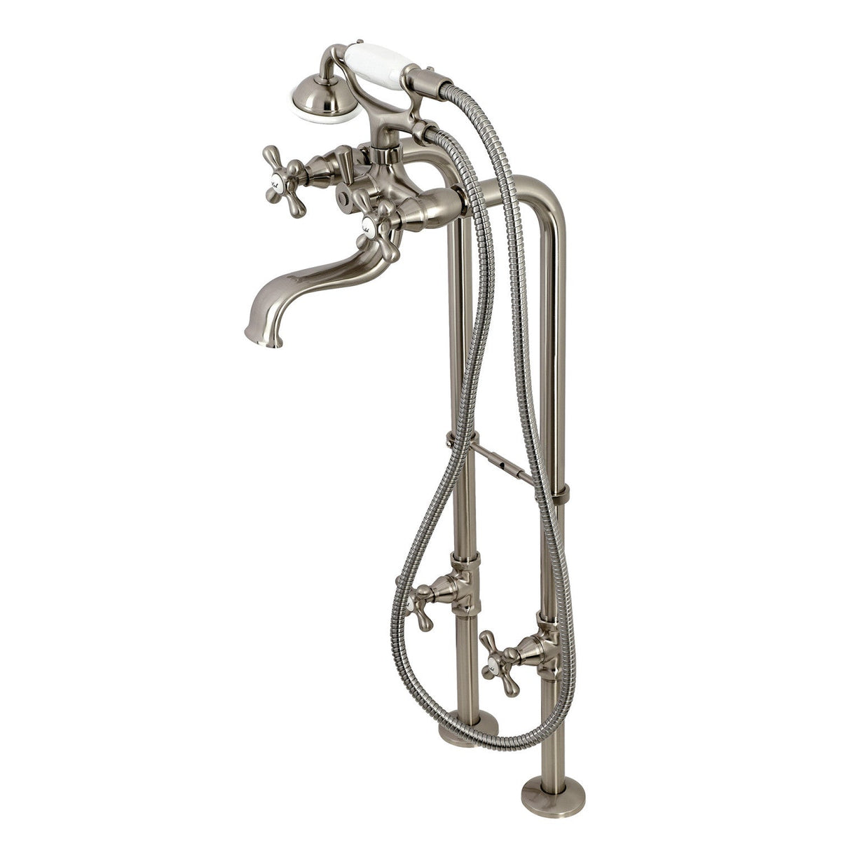 Kingston Freestanding Clawfoot Tub Faucet Package with Supply Line in Brushed Nickel