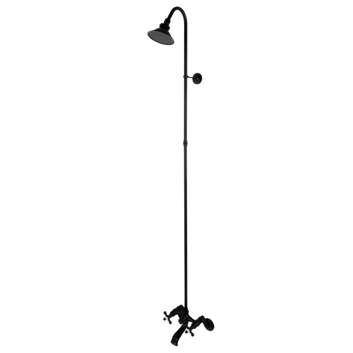 Vintage Two-Handle 2-Hole Wall Mount Clawfoot Tub Faucet Package with Shower Combo in Matte Black