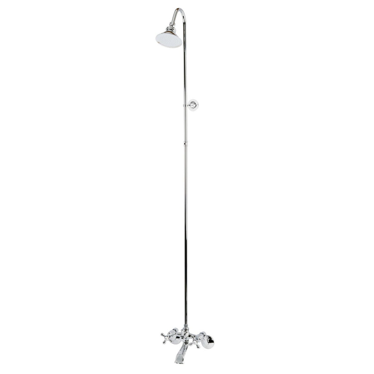 Vintage Two-Handle 2-Hole Wall Mount Clawfoot Tub Faucet Package with Shower Combo in Polished Chrome
