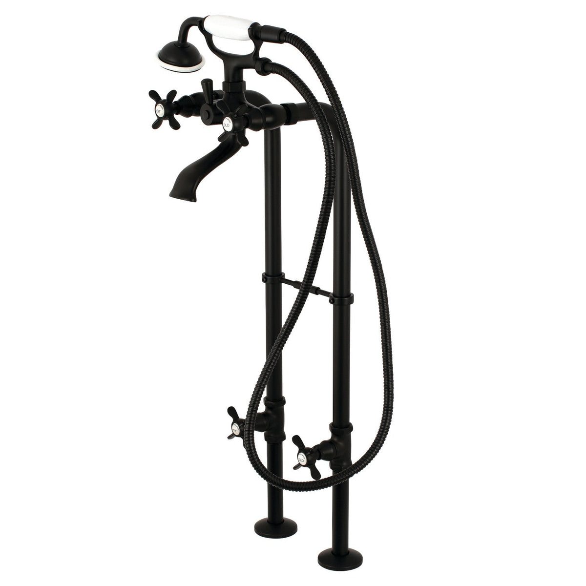 Kingston Freestanding Tub Faucet with Supply Line and Stop Valve in Matte Black