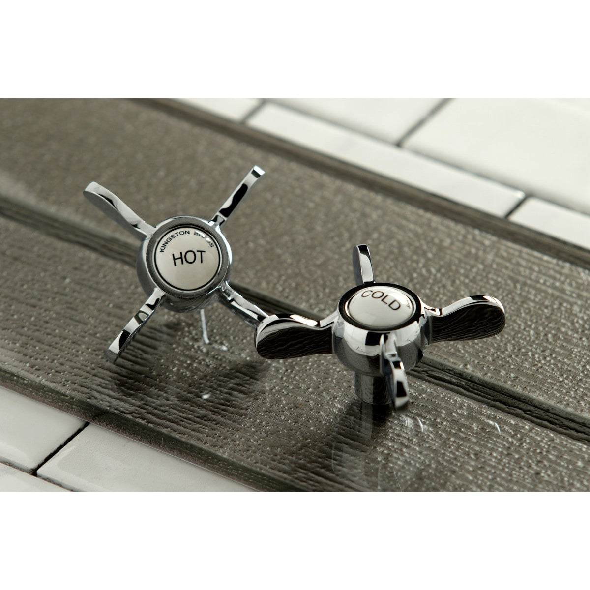 Kingston Freestanding Tub Faucet with Supply Line and Stop Valve in Polished Chrome