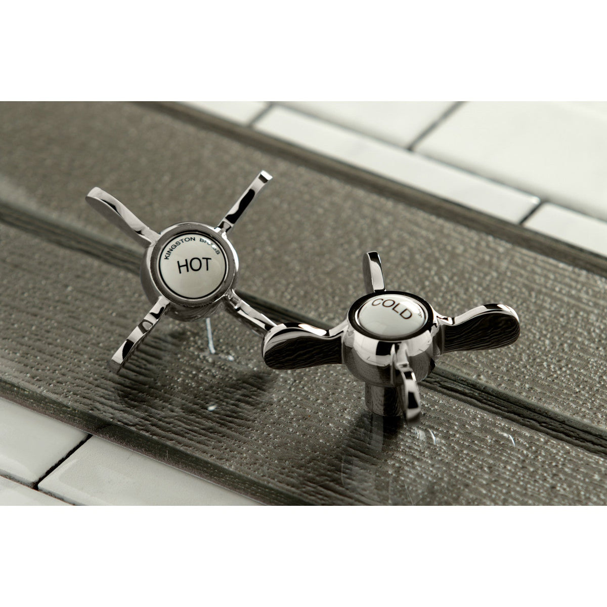 Kingston Freestanding Tub Faucet with Supply Line and Stop Valve in Polished Nickel