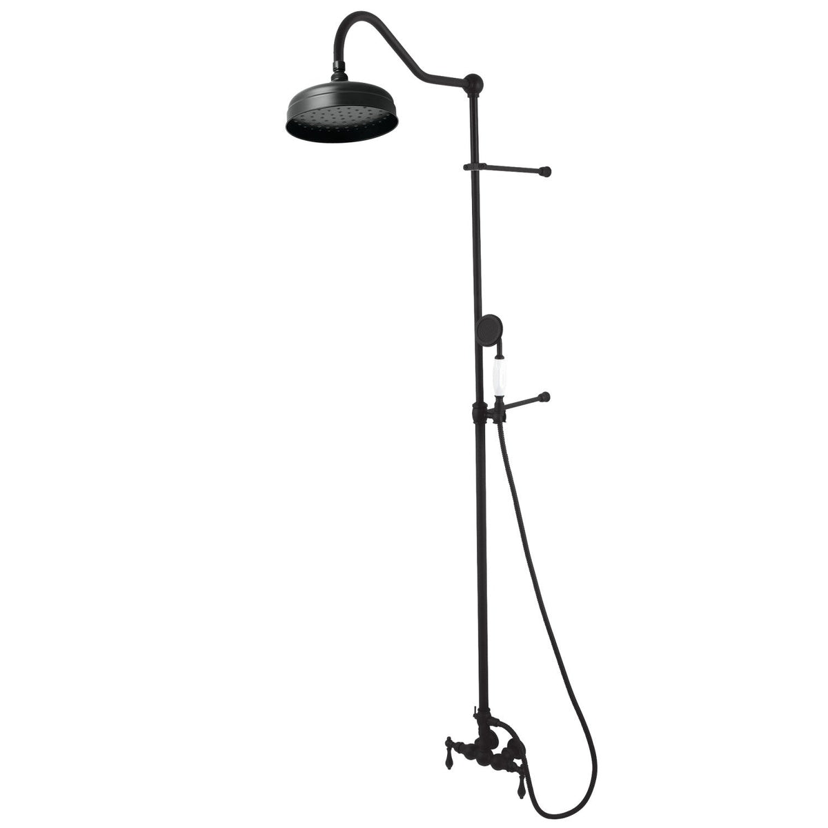 Vintage Tub Wall Mount Rain Drop Shower System with Hand Shower in Matte Black
