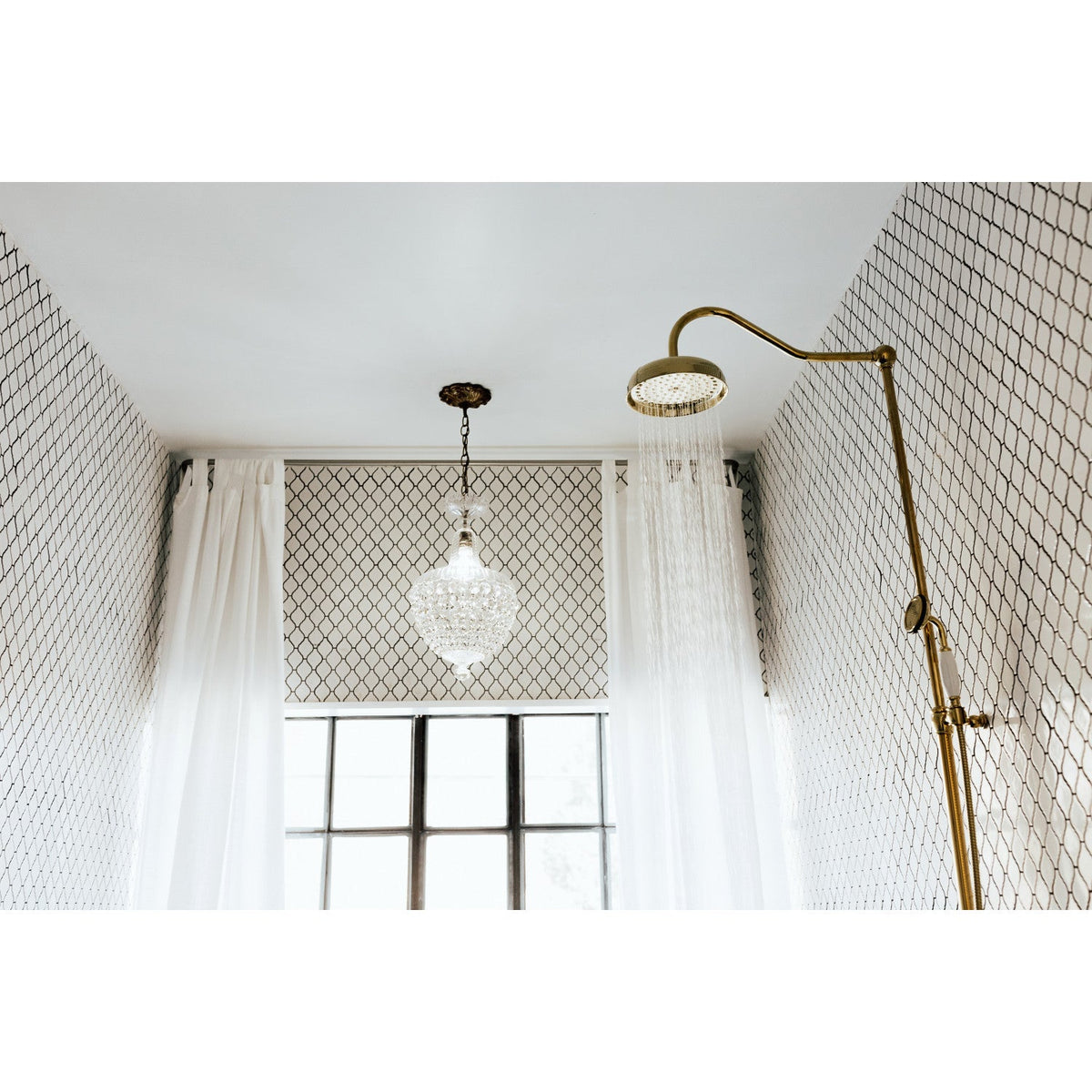 Vintage Tub Wall Mount Rain Drop Shower System with Hand Shower in Polished Brass
