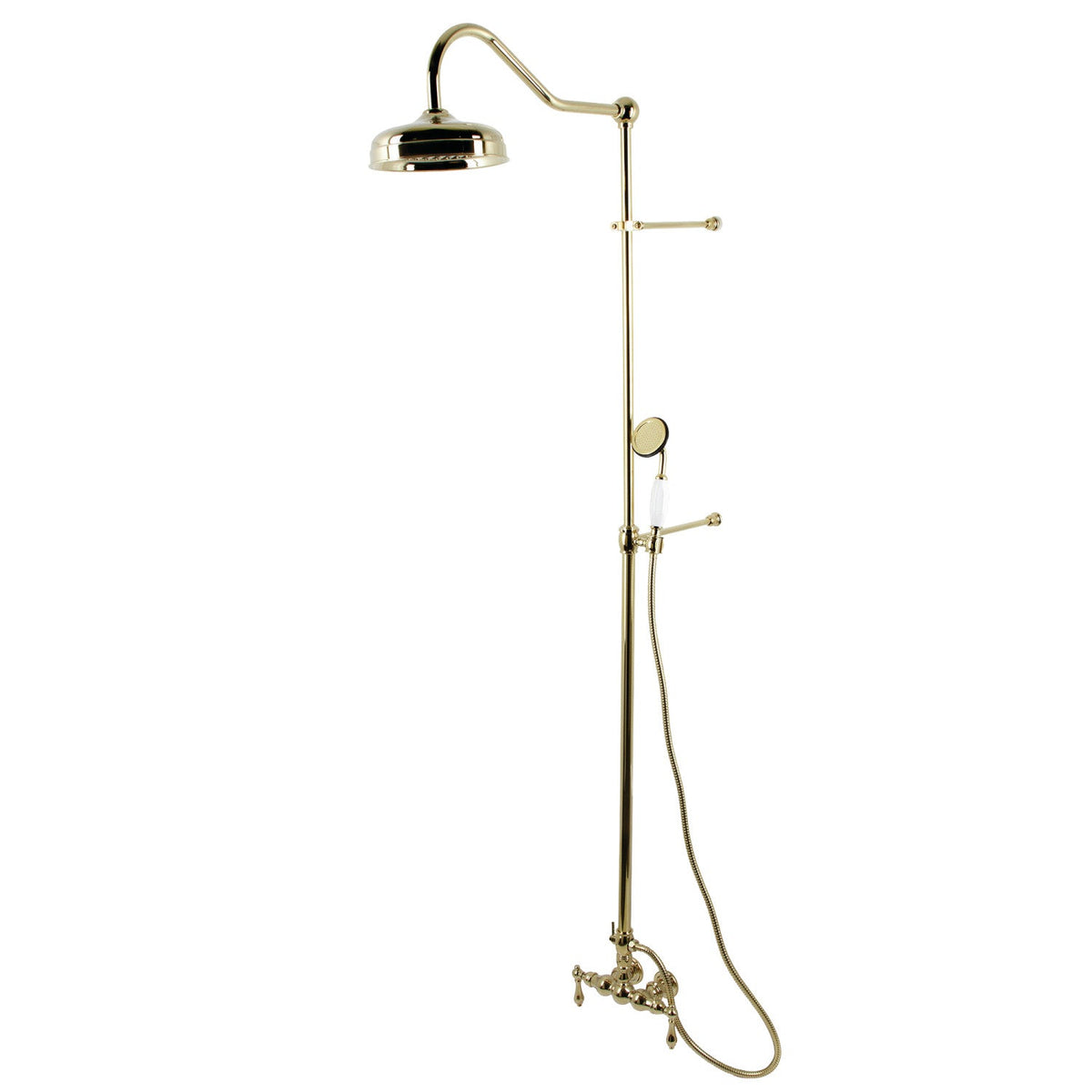 Vintage Tub Wall Mount Rain Drop Shower System with Hand Shower in Polished Brass