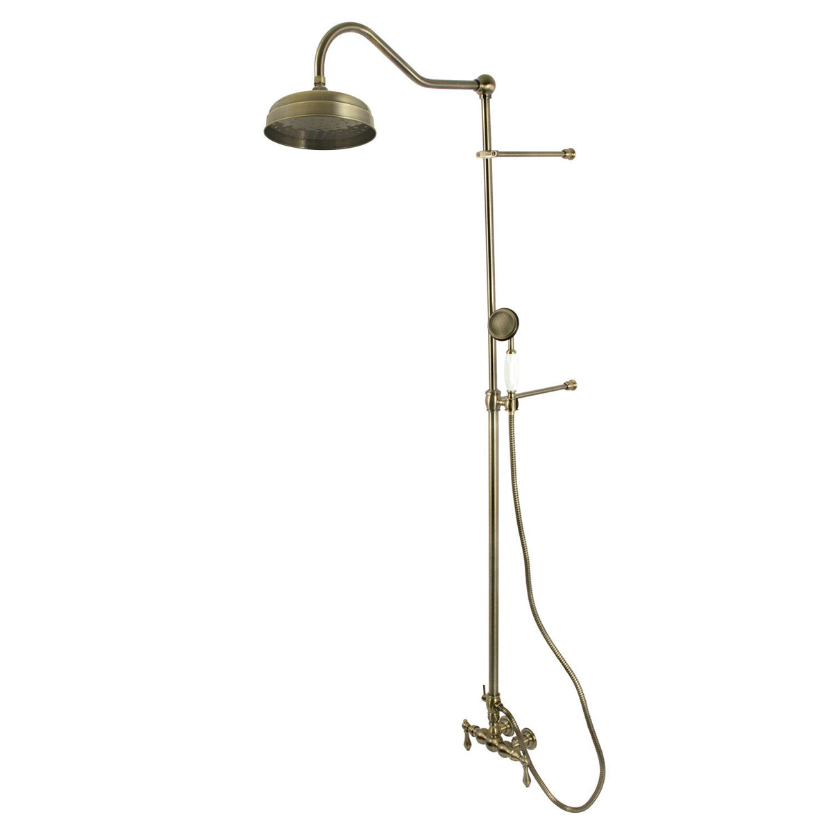 Vintage Tub Wall Mount Rain Drop Shower System with Hand Shower in Antique Brass