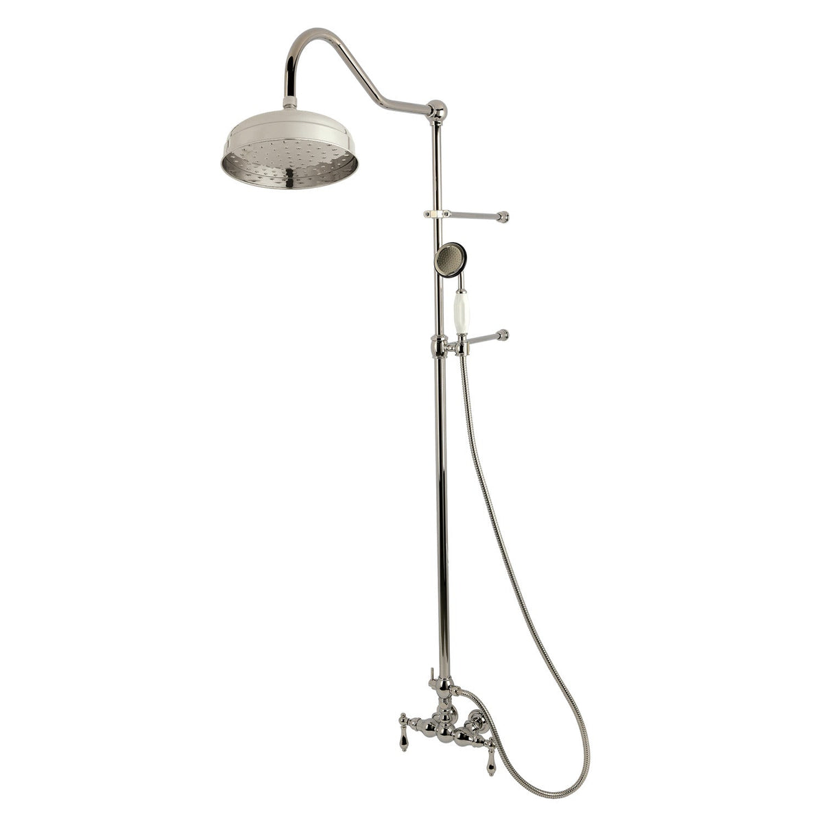Vintage Tub Wall Mount Rain Drop Shower System with Hand Shower in Polished Nickel